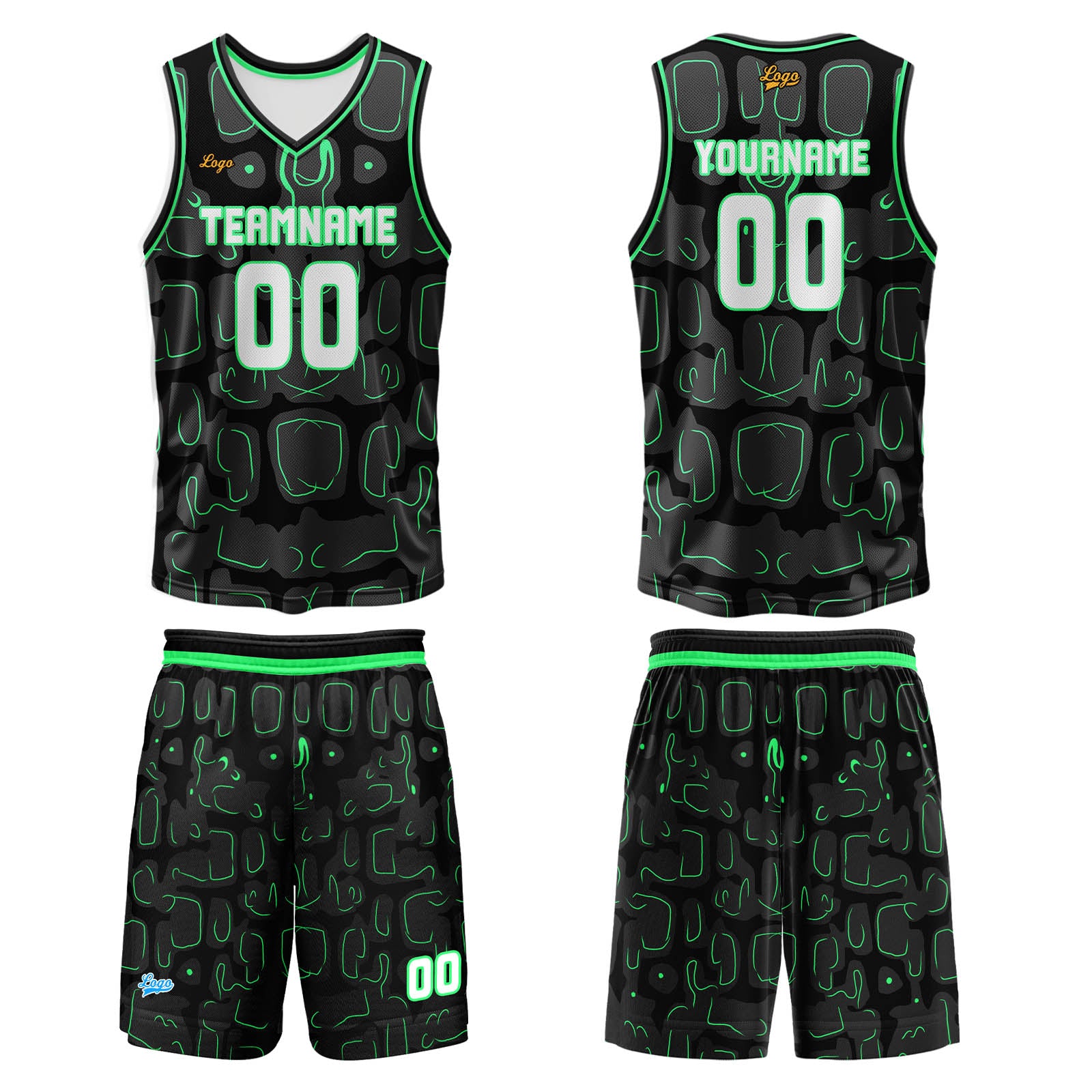 Custom Green Basketball Jersey Uniform Suit Printed Your Logo Name Number enthsush