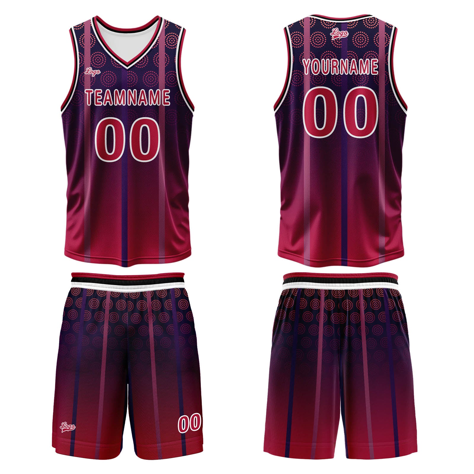 Custom Red Basketball Jersey Uniform Suit Printed Your Logo Name Number enthsush