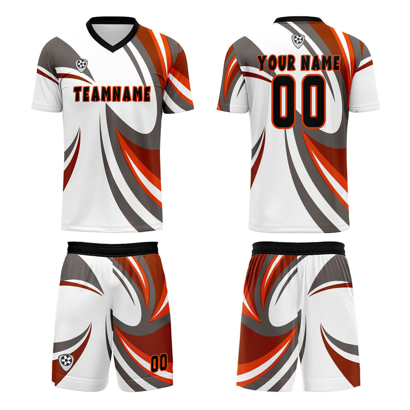 Custom White Brown Jerseys for Men Women Personalized Soccer Uniforms for Adult and Kid