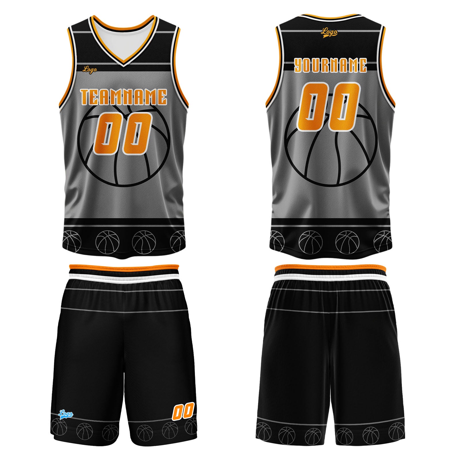 Custom White Orange Basketball Jersey Uniform Suit Printed Your Logo Name Number enthsush