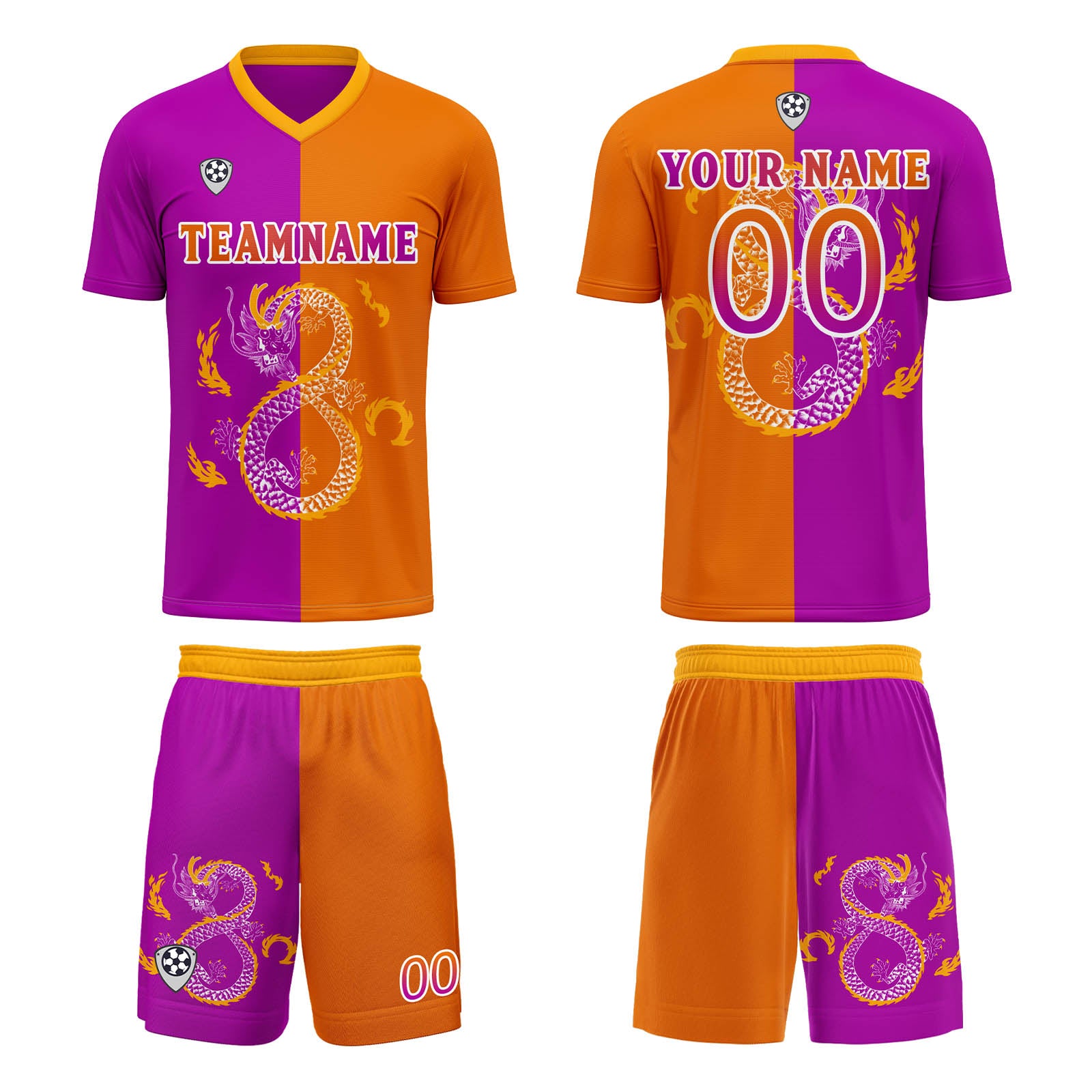Custom Purple Orange Soccer Jerseys for Men Women Personalized Soccer Uniforms for Adult and Kid enthsush