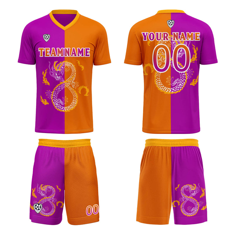 Custom Purple Orange Soccer Jerseys for Men Women Personalized Soccer Uniforms for Adult and Kid