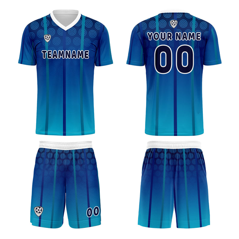Custom Blue Jerseys for Men Women Personalized Soccer Uniforms for Adult and Kid