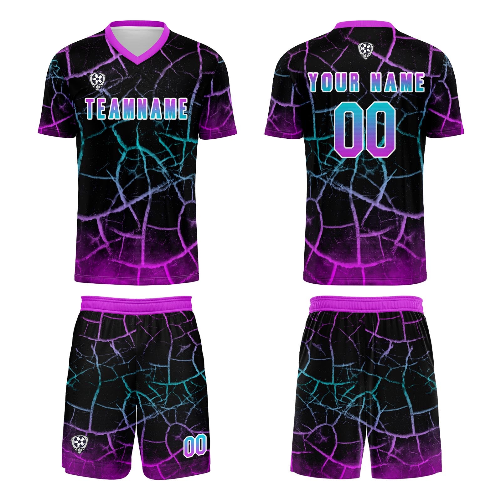 Custom Black Purple Jerseys for Men Women Personalized Soccer Uniforms for Adult and Kid enthsush