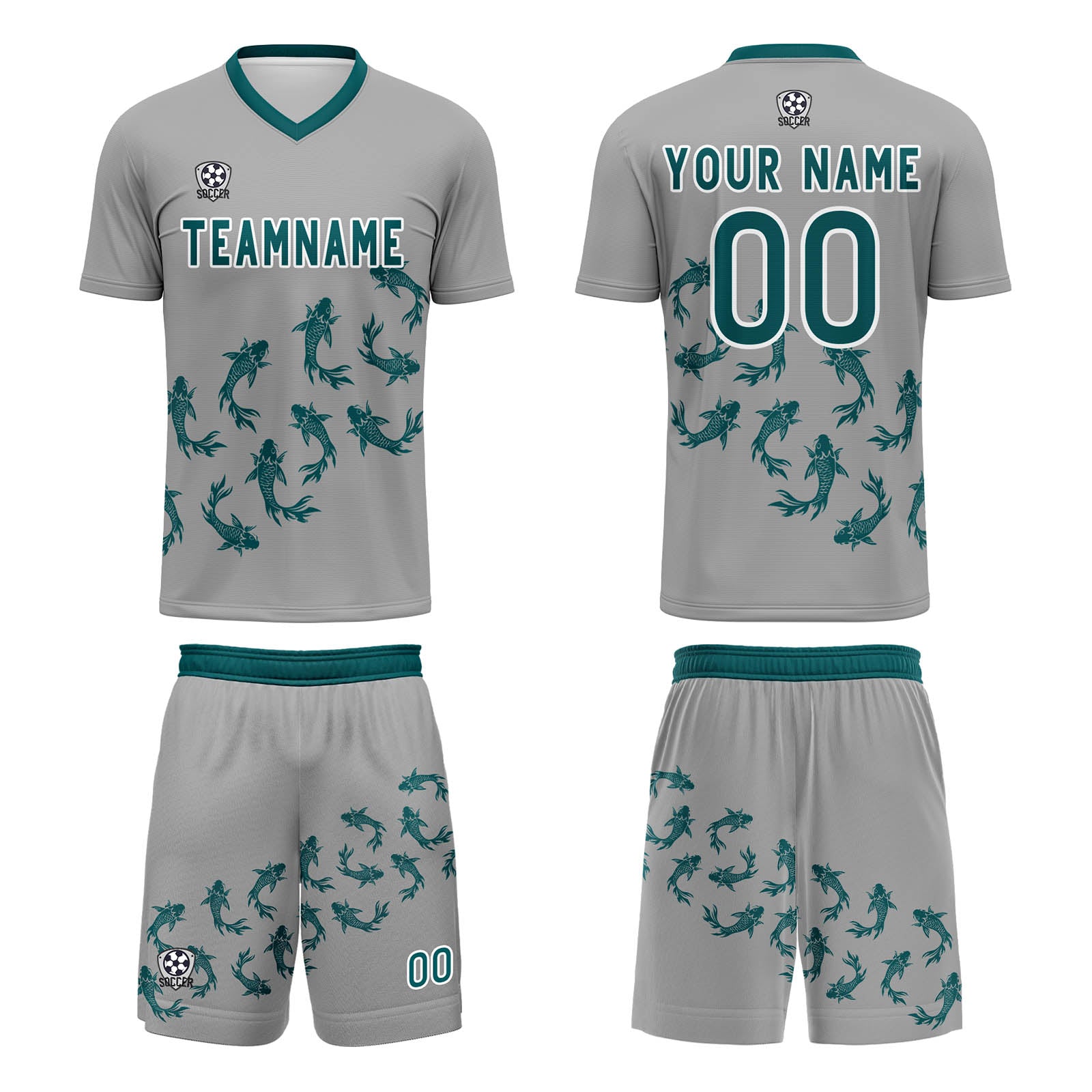 Custom Grey Jerseys for Men Women Personalized Soccer Uniforms for Adult and Kid enthsush
