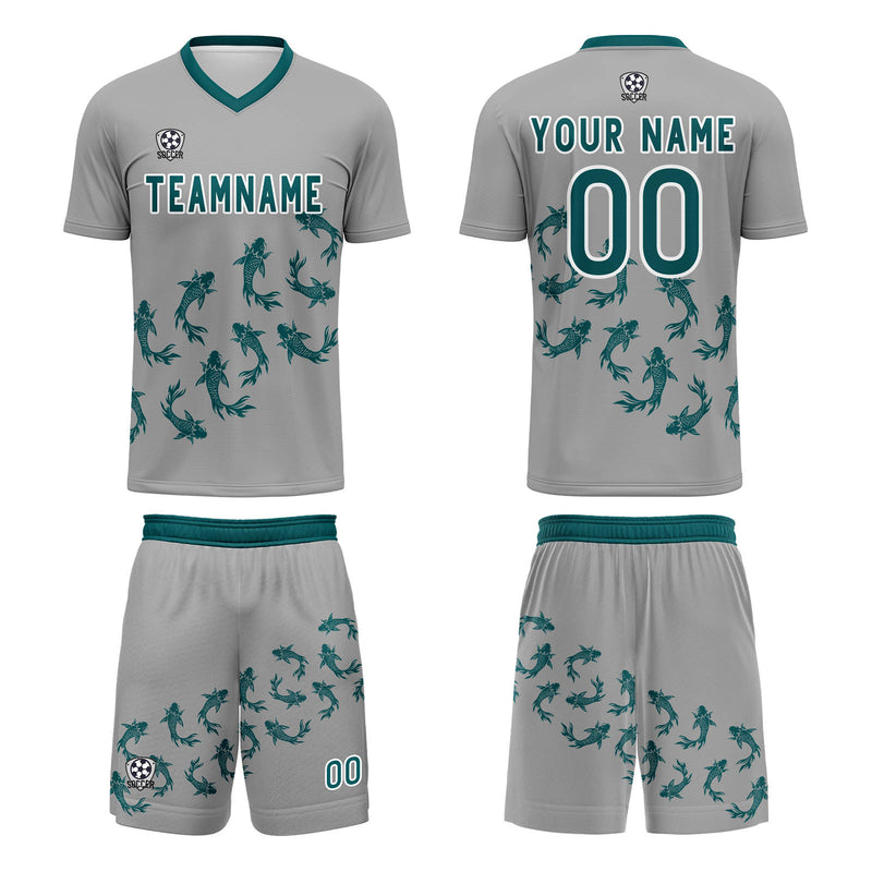 Custom Grey Jerseys for Men Women Personalized Soccer Uniforms for Adult and Kid