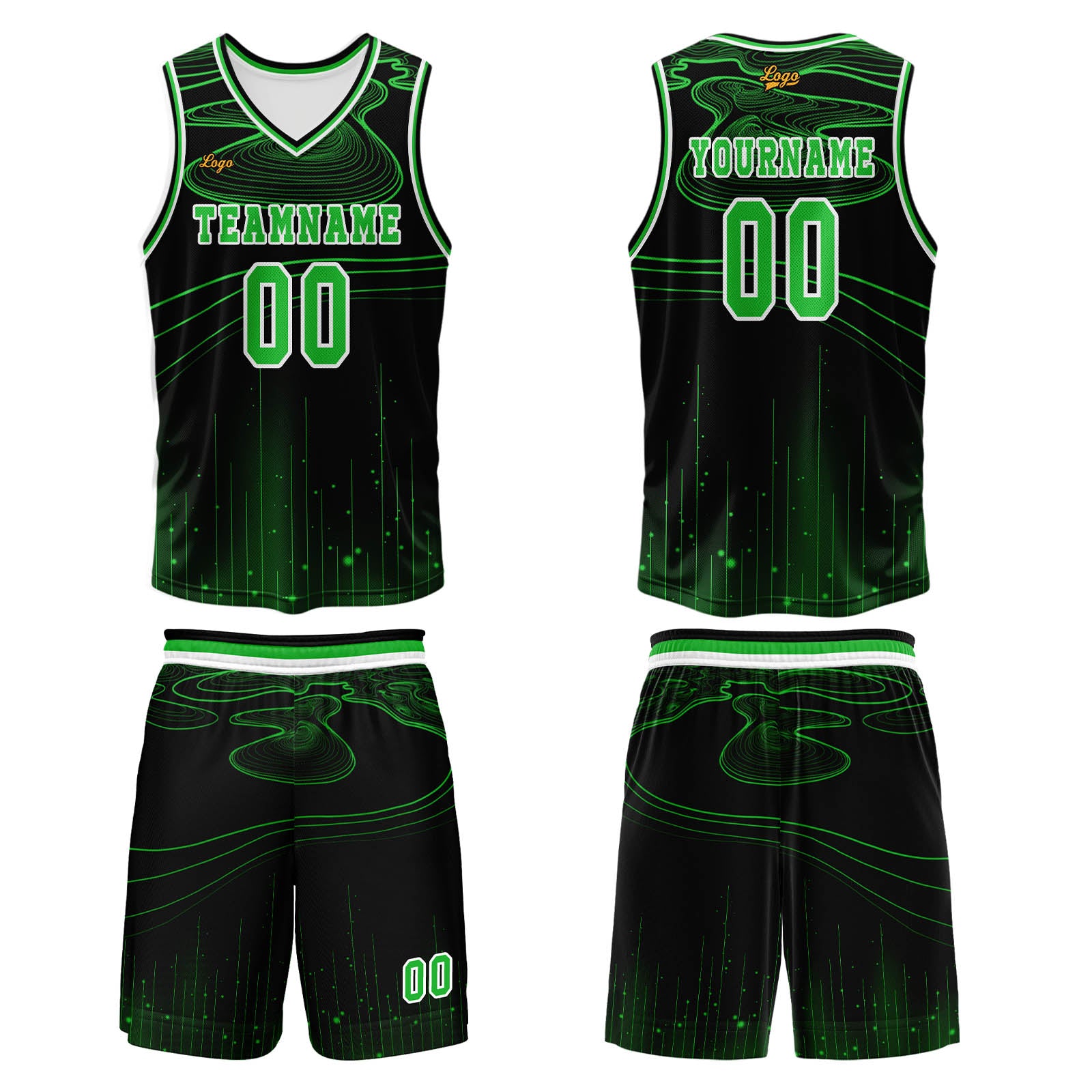 Custom Green Basketball Jersey Uniform Suit Printed Your Logo Name Number enthsush