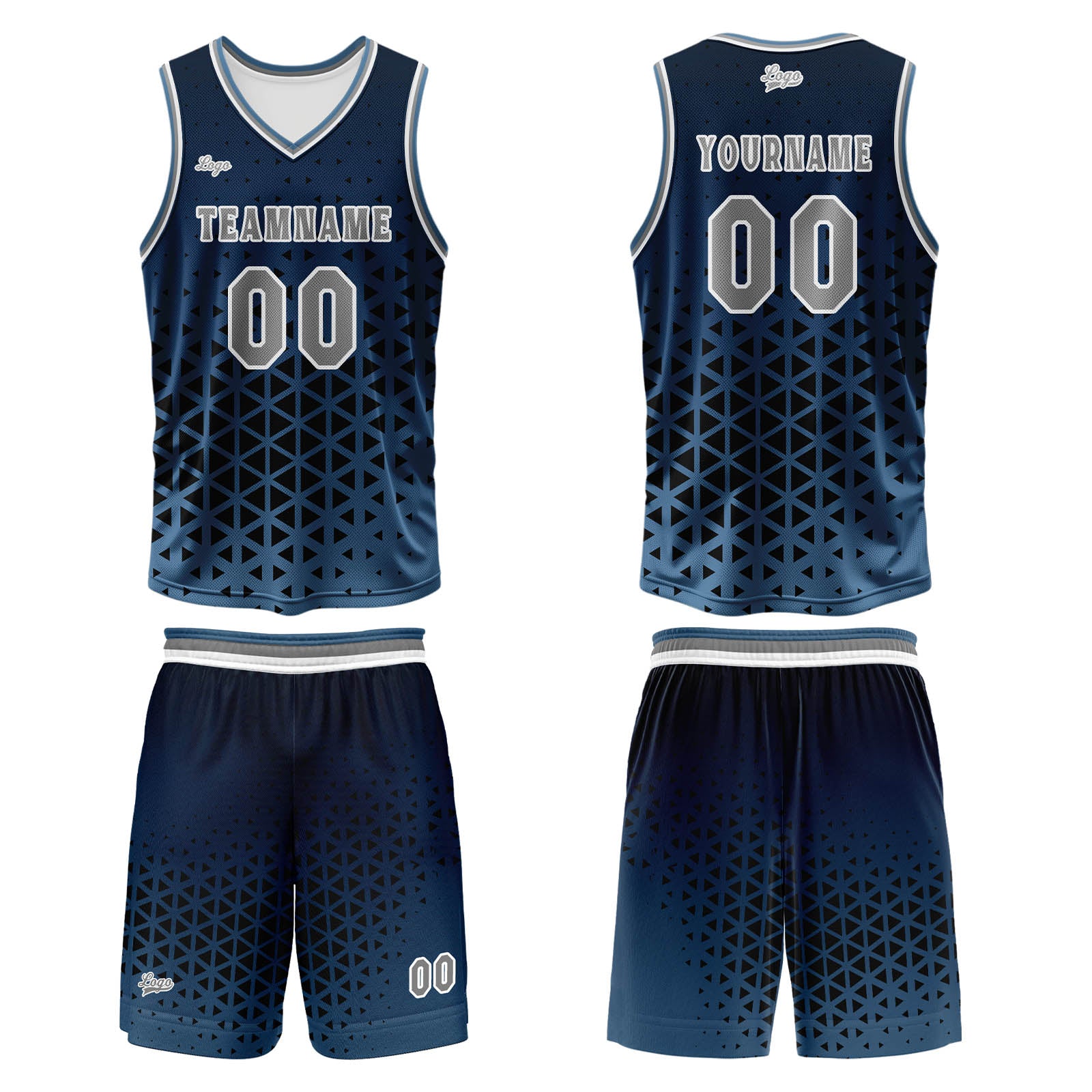 Custom Blue Gray Basketball Jersey Uniform Suit Printed Your Logo Name Number enthsush