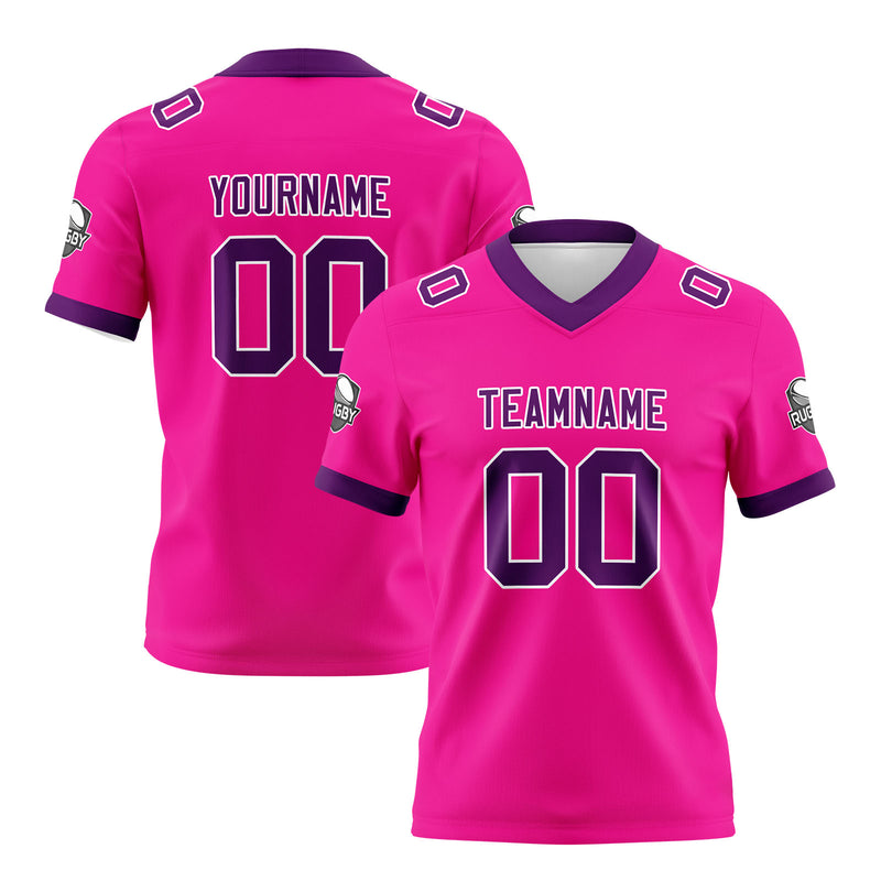 Custom Pink Purple Football Jersey Personalized Football Shirts for Men Women  Printed Team Name Number Logo