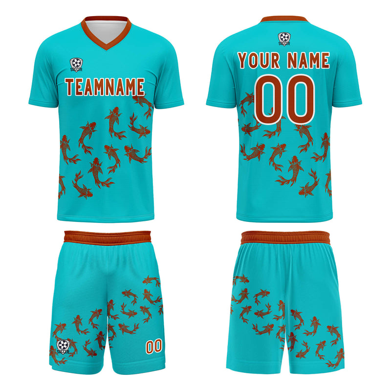 Custom Sunny Blue Jerseys for Men Women Personalized Soccer Uniforms for Adult and Kid