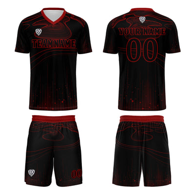 Custom Black Red Soccer Jerseys for Men Women Personalized Soccer Uniforms for Adult and Kid enthsush