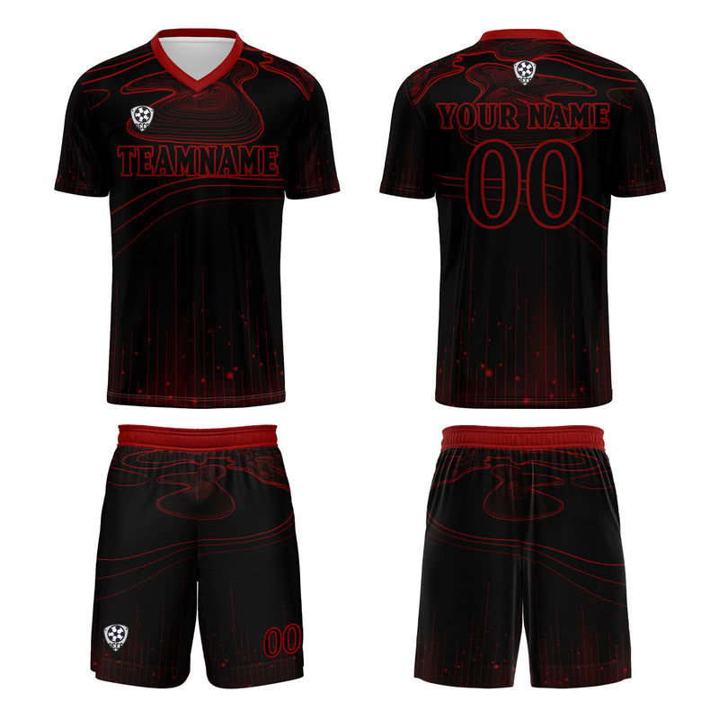 Custom Black Red Soccer Jerseys for Men Women Personalized Soccer Uniforms for Adult and Kid