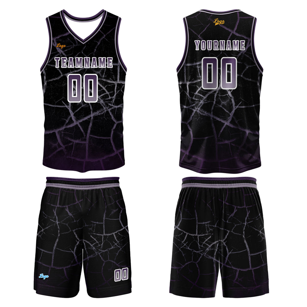 Custom Gray-violet Basketball Jersey Uniform Suit Printed Your Logo Name Number enthsush
