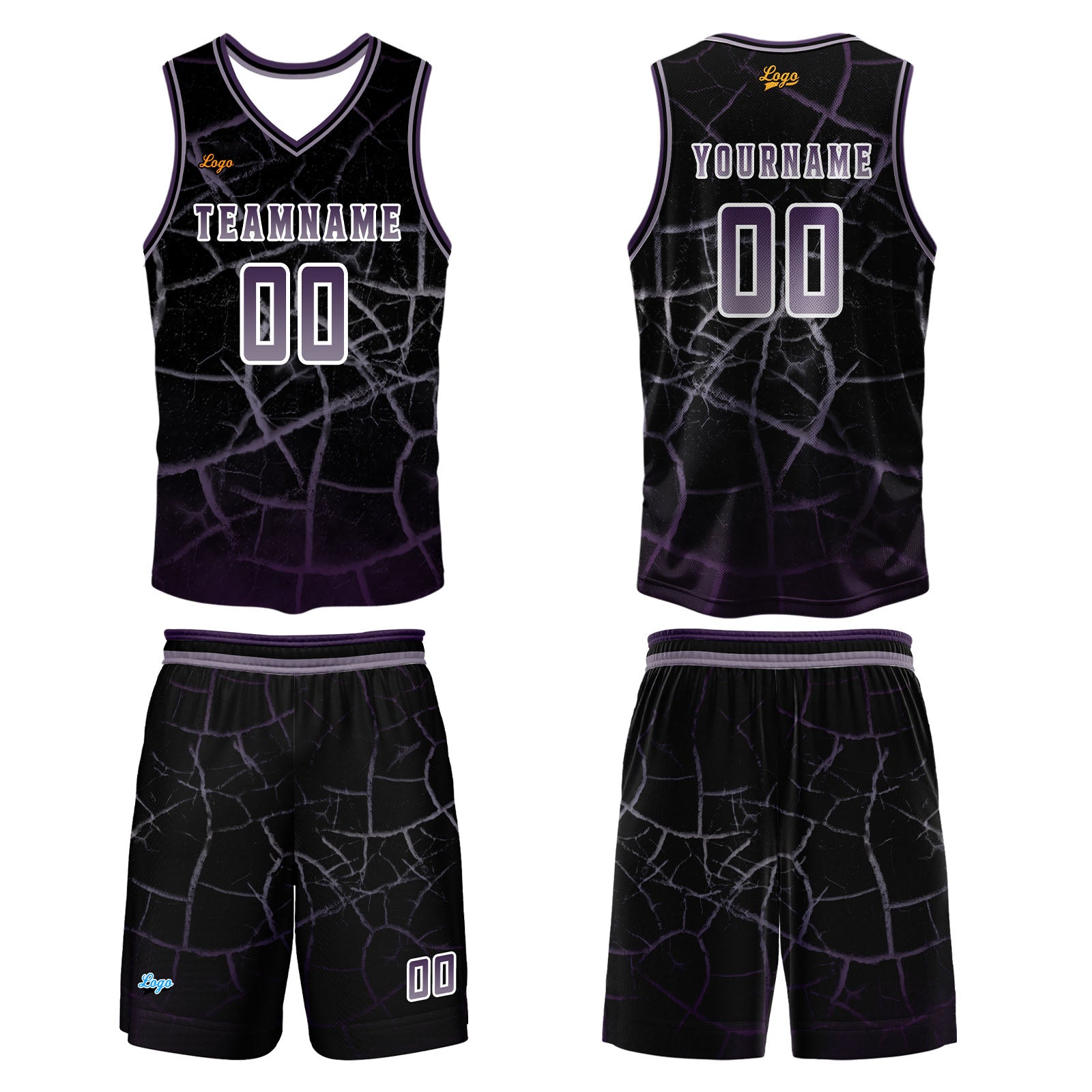 Custom Gray-violet Basketball Jersey Uniform Suit Printed Your Logo Name Number enthsush