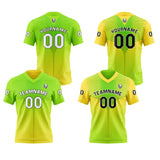 Custom Green Yellow Reversible Football Jersey Personalized Gradient Football Shirts for Men Printed Team Name Number Logo