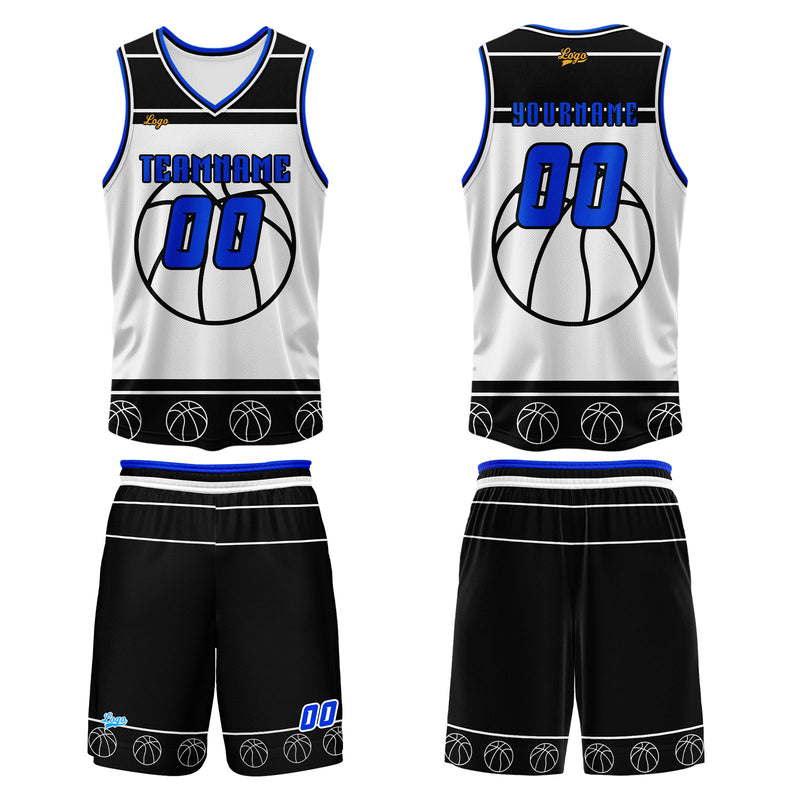 Custom Black Blue Basketball Jersey Uniform Suit Printed Your Logo Name Number