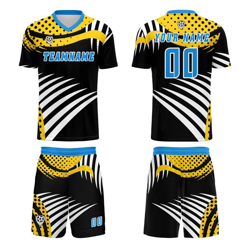 Custom Yellow Blue Jerseys for Men Women Personalized Soccer Uniforms for Adult and Kid