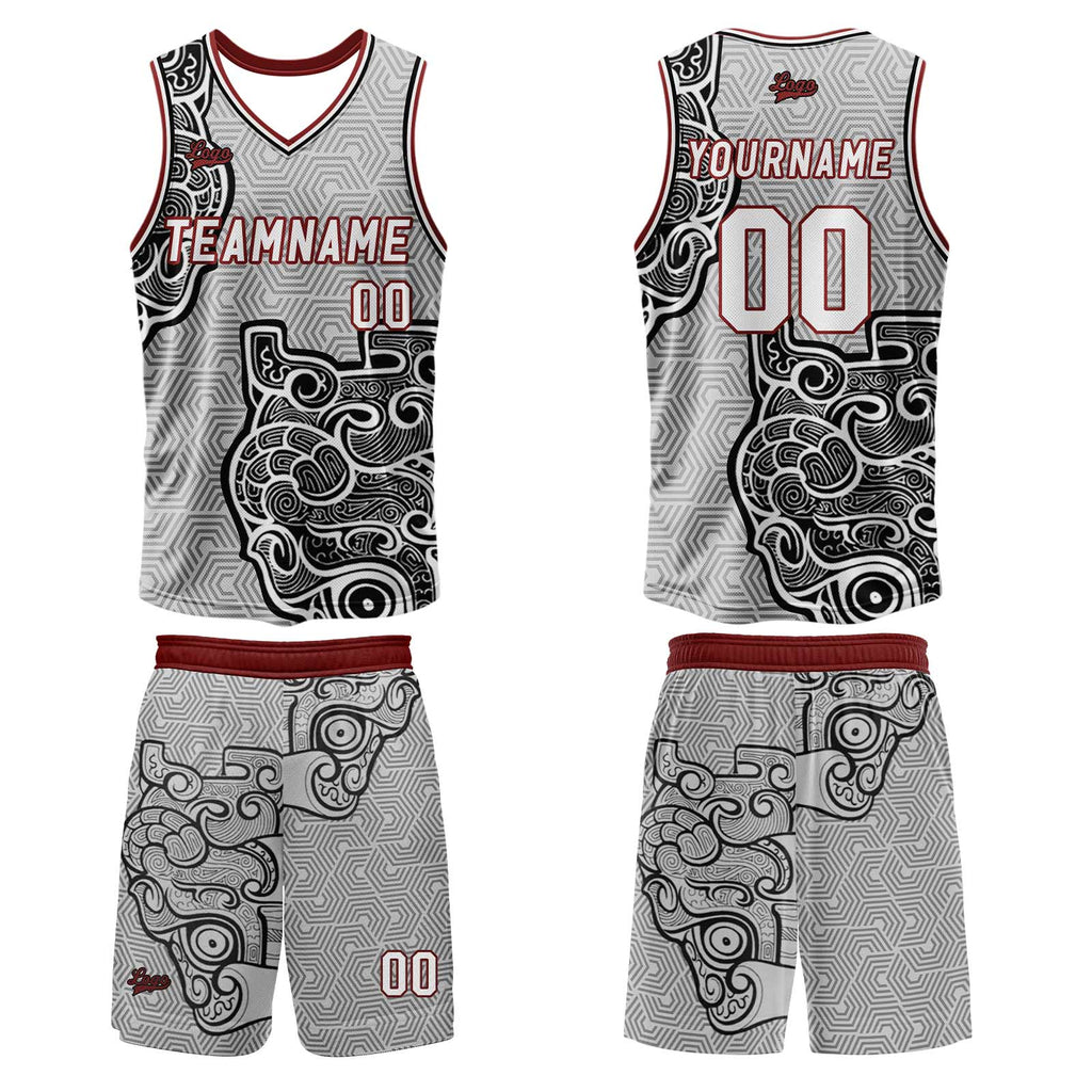 Custom Gray Black Basketball Jersey Uniform Suit Printed Your Logo Name Number enthsush