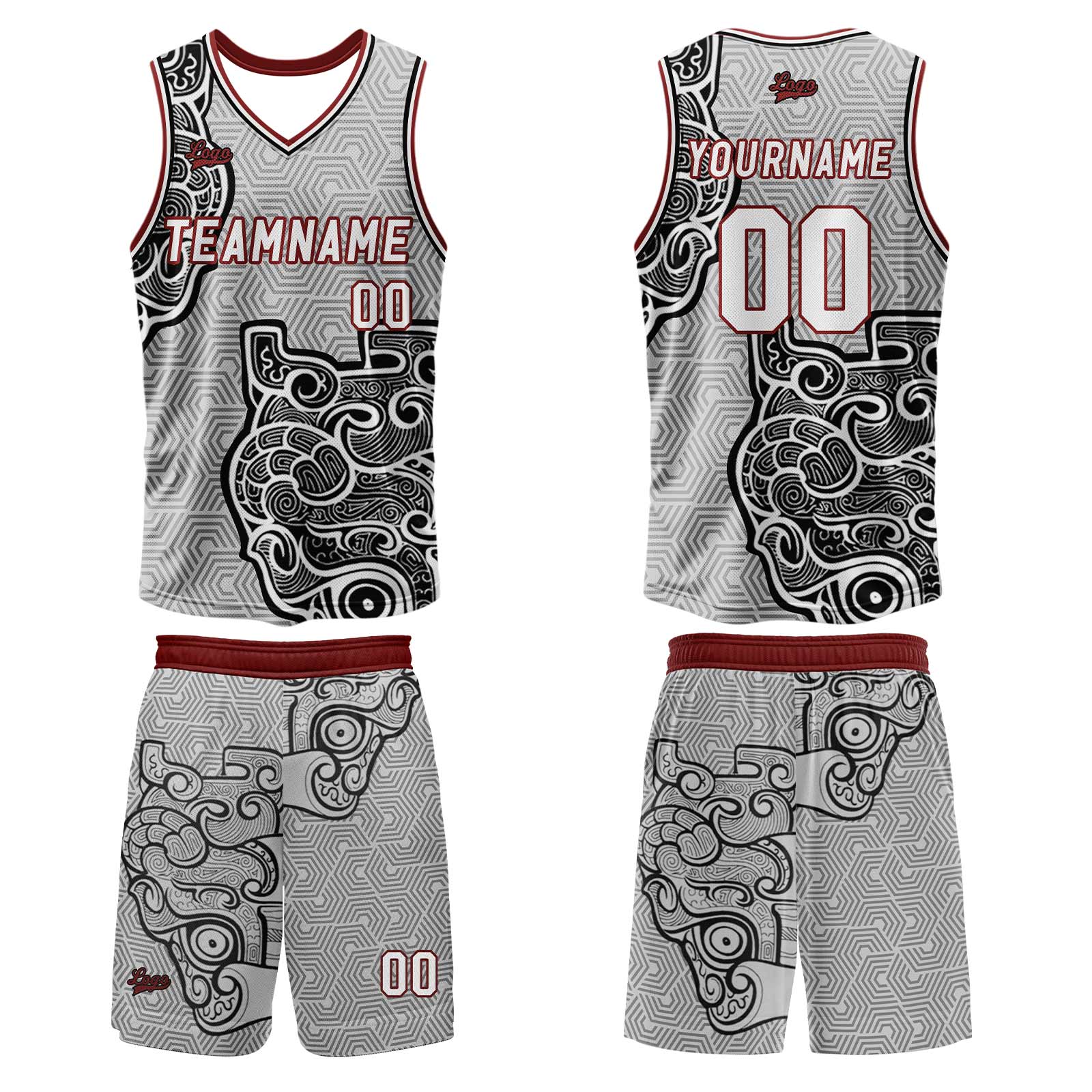 Custom Gray Black Basketball Jersey Uniform Suit Printed Your Logo Name Number enthsush