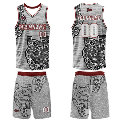 Custom Gray Black Basketball Jersey Uniform Suit Printed Your Logo Name Number enthsush