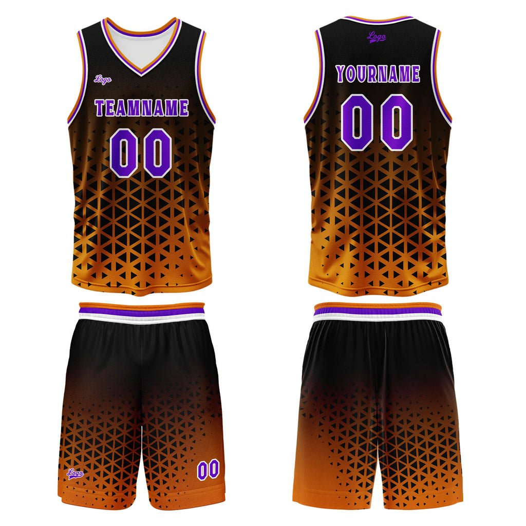 Custom  Orange Purple Basketball Jersey Uniform Suit Printed Your Logo Name Number enthsush