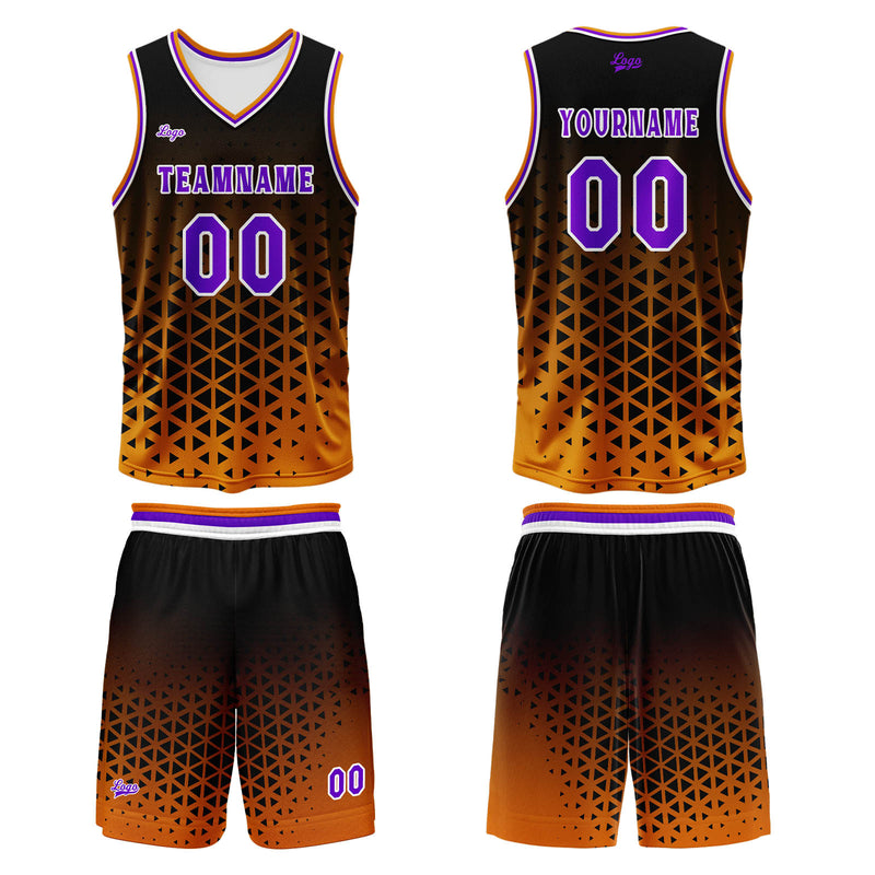 Custom  Orange Purple Basketball Jersey Uniform Suit Printed Your Logo Name Number