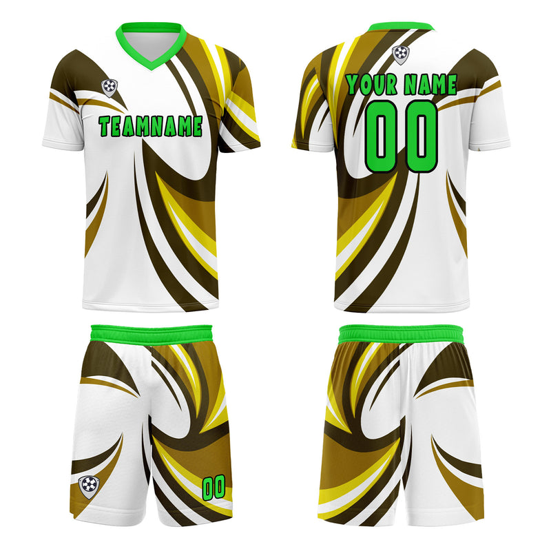 Custom White Yellow Jerseys for Men Women Personalized Soccer Uniforms for Adult and Kid