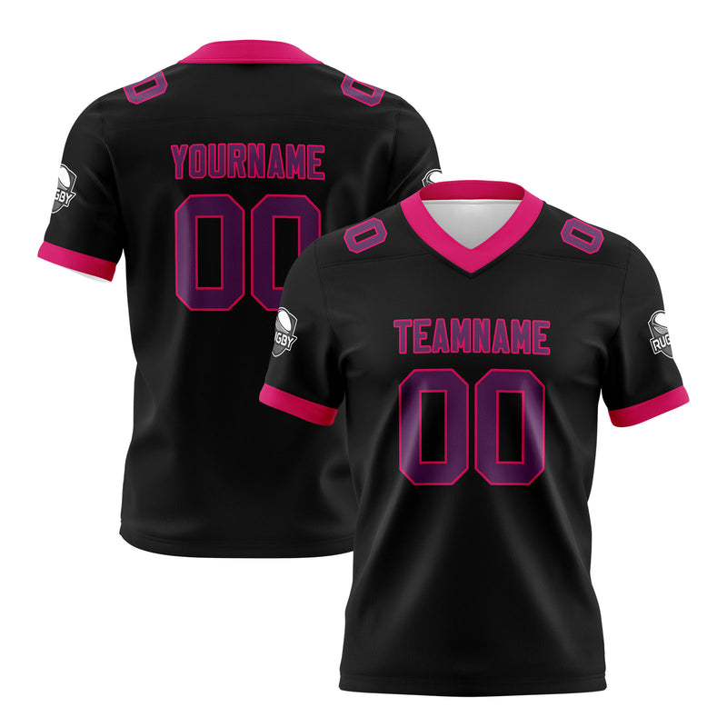Custom Black Pink Football Jersey Personalized Football Shirts for Men Women  Printed Team Name Number Logo