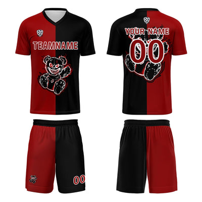 Custom Red Black Jerseys for Men Women Personalized Soccer Uniforms for Adult and Kid enthsush