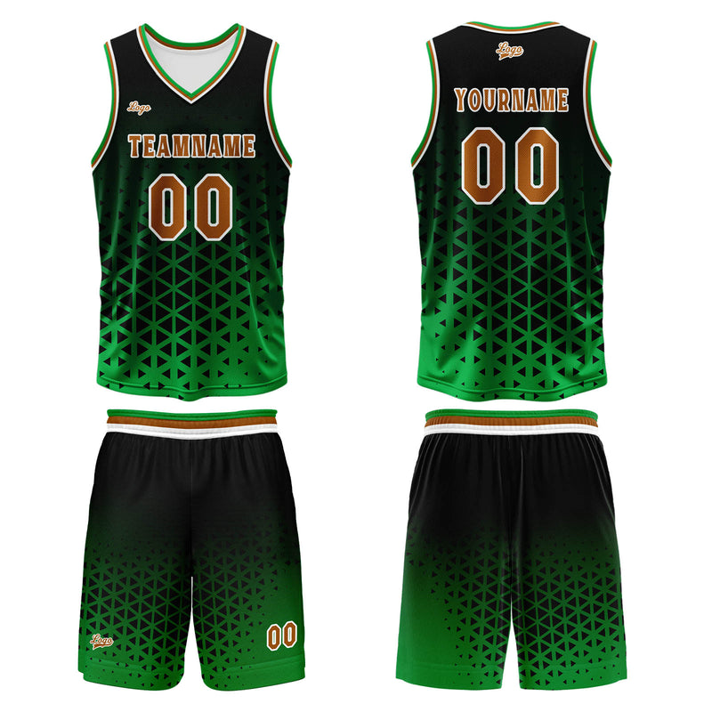 Custom  Green Brown Basketball Jersey Uniform Suit Printed Your Logo Name Number