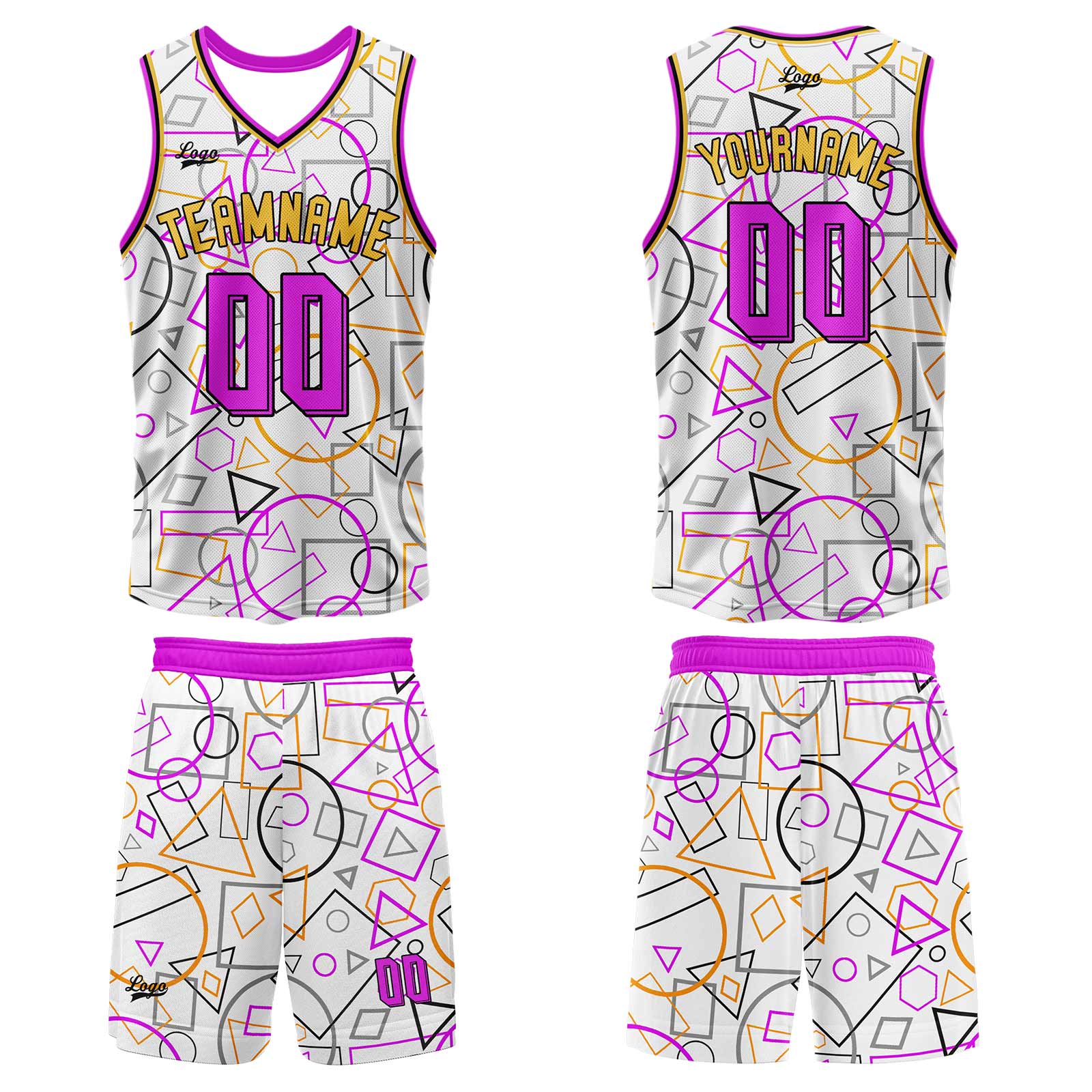 Custom White Pink Basketball Jersey Uniform Suit Printed Your Logo Name Number enthsush