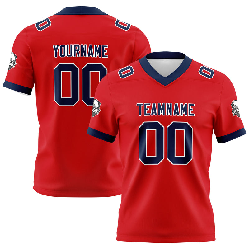 Custom Red Navy Football Jersey Personalized Football Shirts for Men Women  Printed Team Name Number Logo
