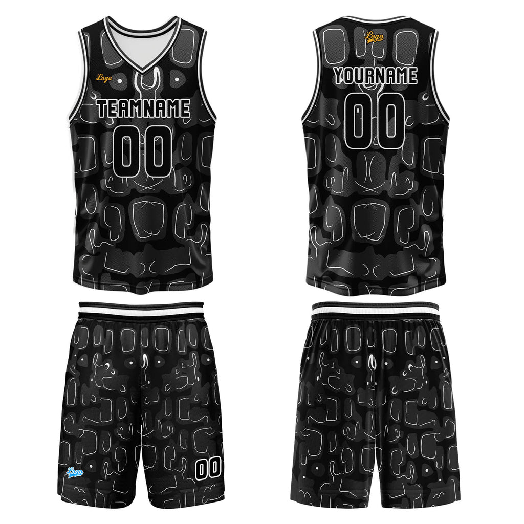 Custom Black Basketball Jersey Uniform Suit Printed Your Logo Name Number enthsush