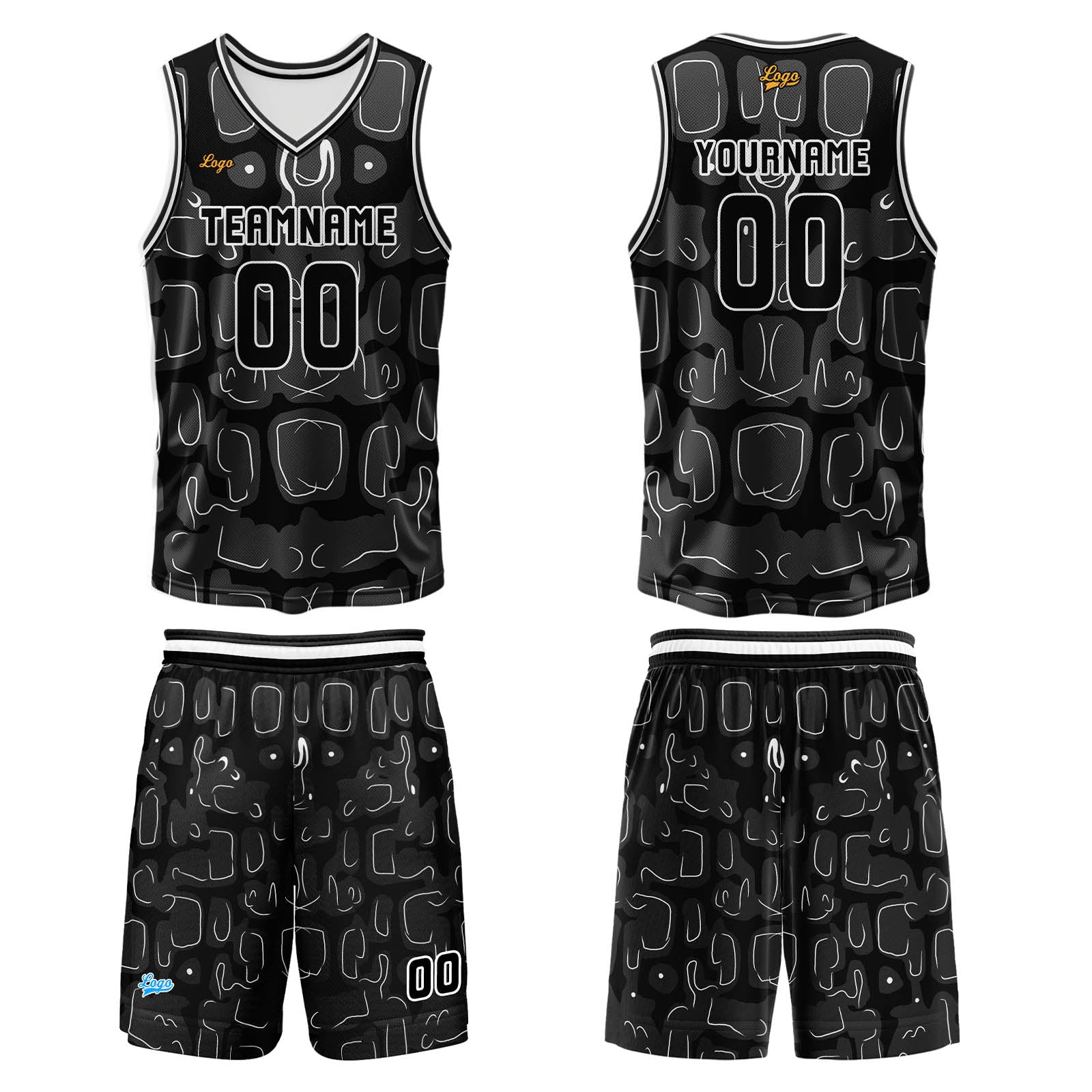 Custom Black Basketball Jersey Uniform Suit Printed Your Logo Name Number enthsush