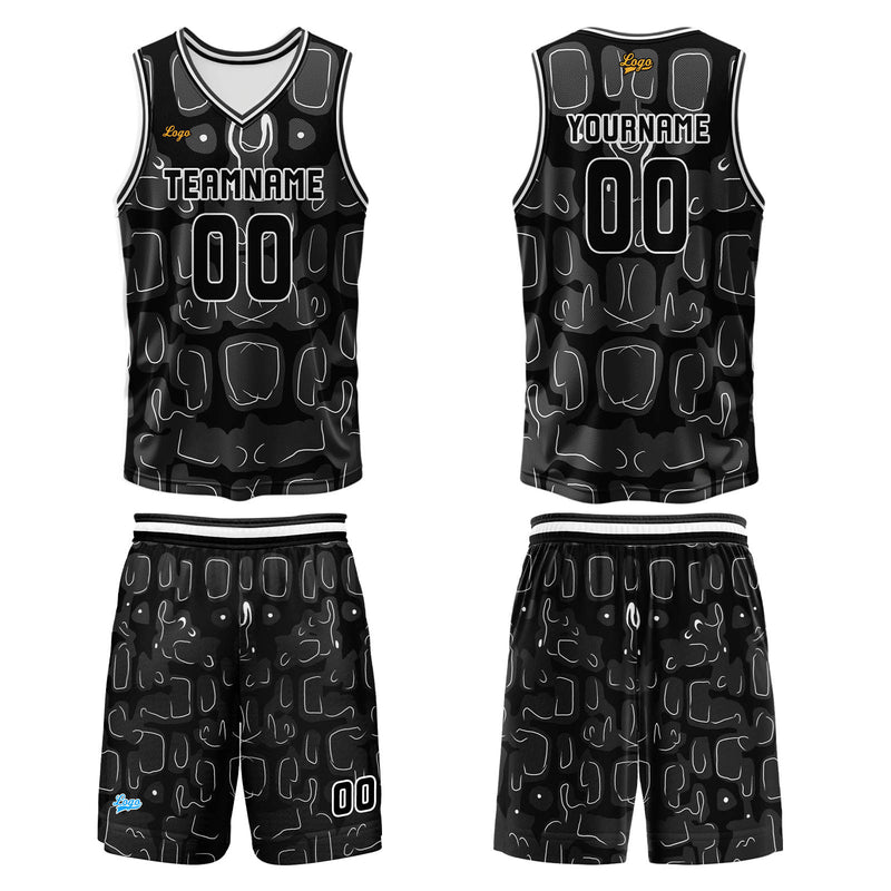 Custom Black Basketball Jersey Uniform Suit Printed Your Logo Name Number
