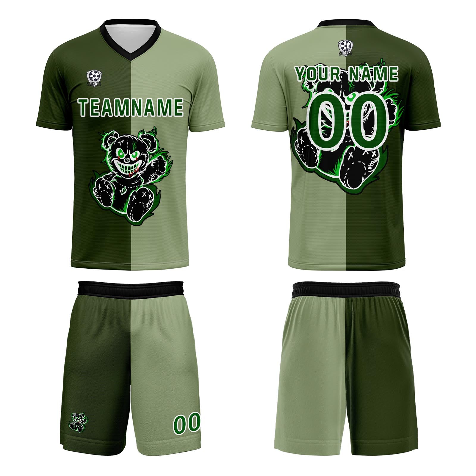 Custom Green Jerseys for Men Women Personalized Soccer Uniforms for Adult and Kid enthsush