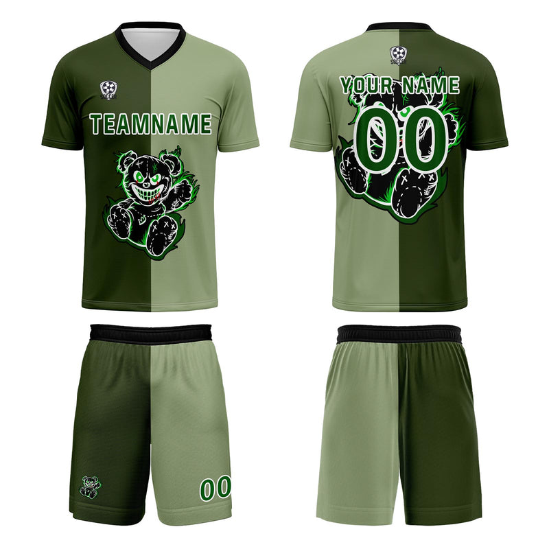 Custom Green Jerseys for Men Women Personalized Soccer Uniforms for Adult and Kid