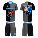 Custom Black Blue Jerseys for Men Women Personalized Soccer Uniforms for Adult and Kid