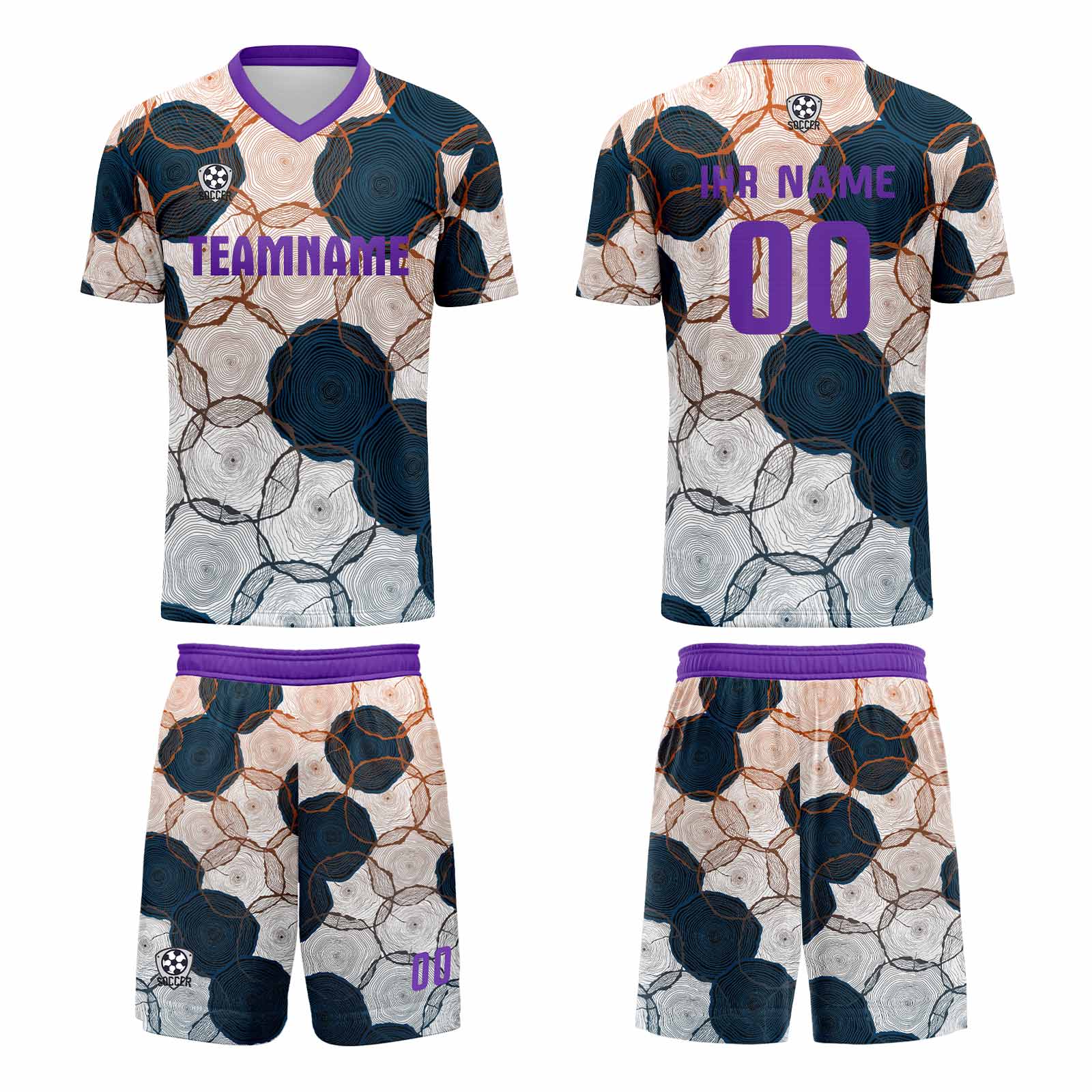 Custom Purple Dark Blue Jerseys for Men Women Personalized Soccer Uniforms for Adult and Kid enthsush