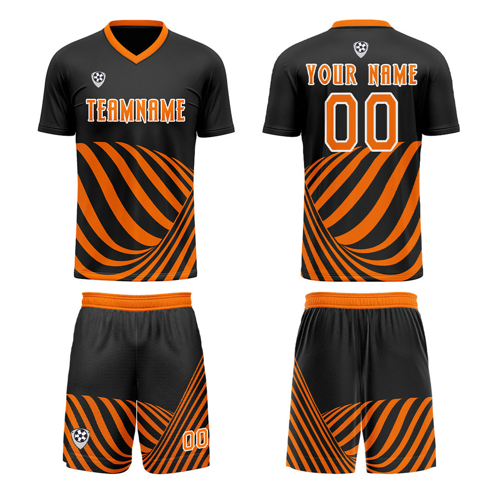 Custom Black Orange Soccer Jerseys for Men Women Personalized Soccer Uniforms for Adult and Kid enthsush