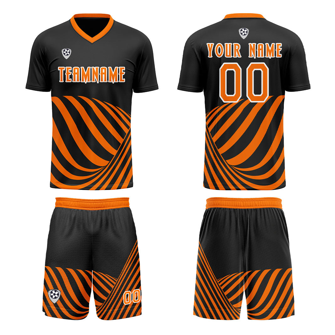 Custom Black Orange Soccer Jerseys for Men Women Personalized Soccer Uniforms for Adult and Kid enthsush