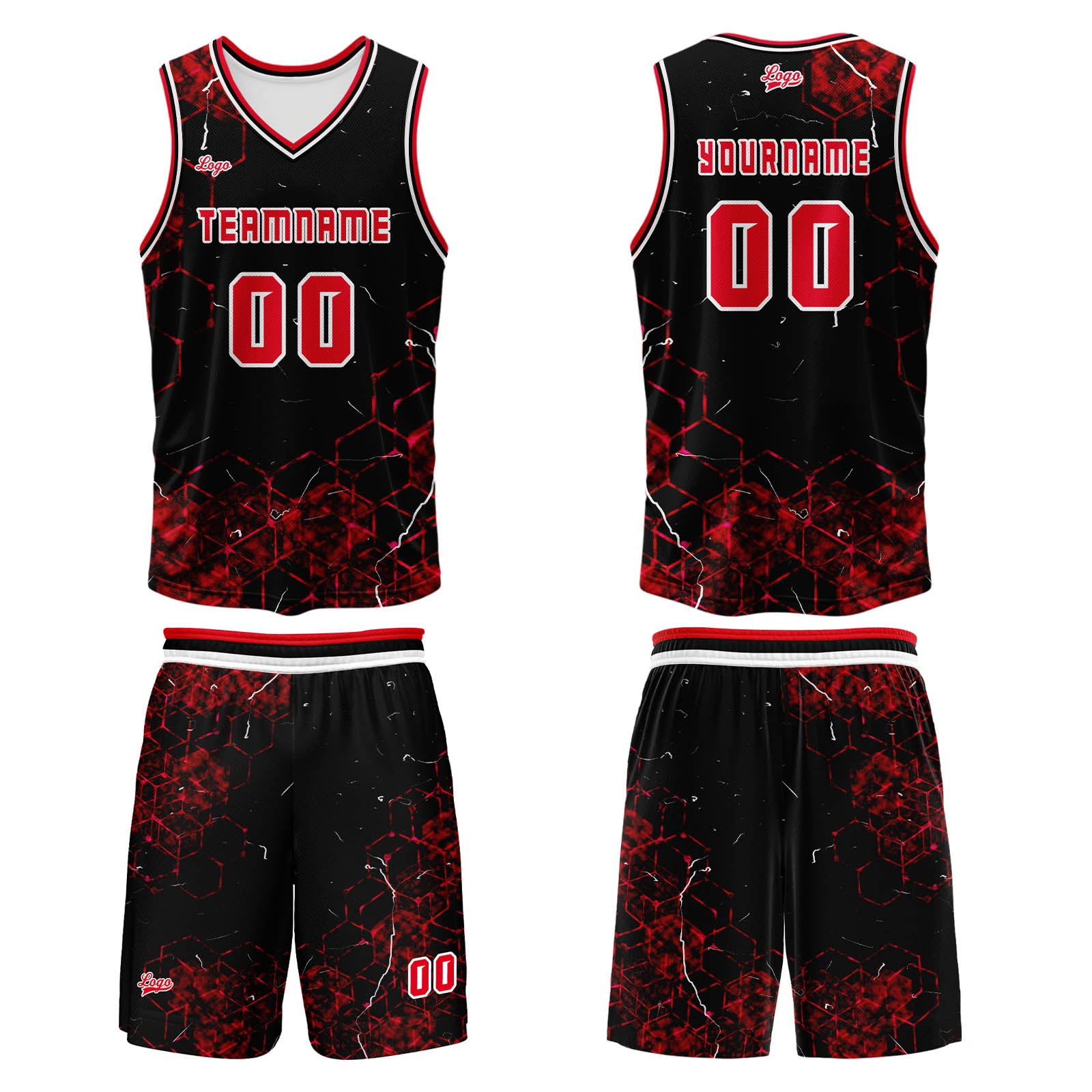 Custom Red Basketball Jersey Uniform Suit Printed Your Logo Name Number enthsush