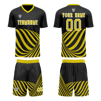 Custom Black Yellow Soccer Jerseys for Men Women Personalized Soccer Uniforms for Adult and Kid enthsush