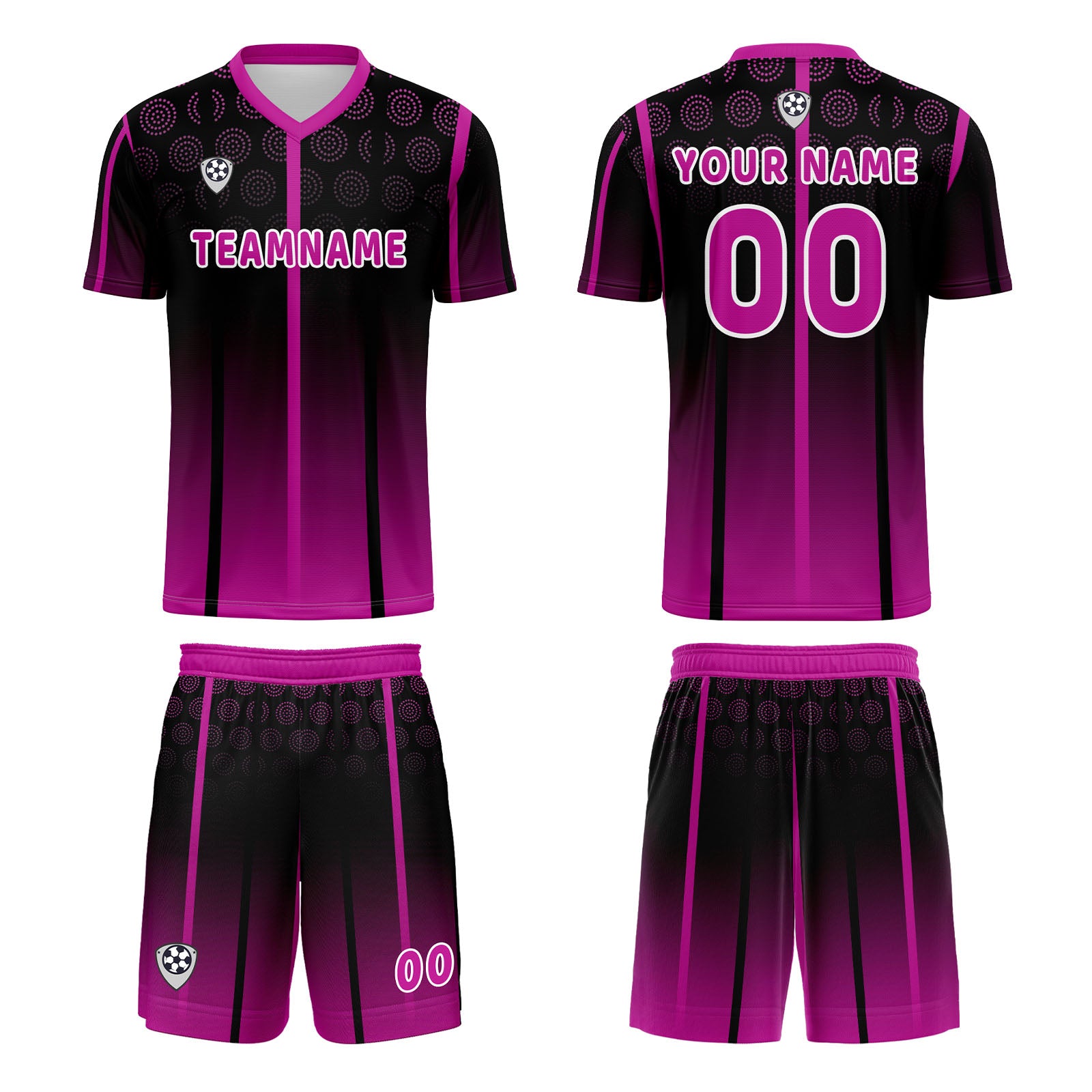 Custom Black Rose Purple Jerseys for Men Women Personalized Soccer Uniforms for Adult and Kid enthsush