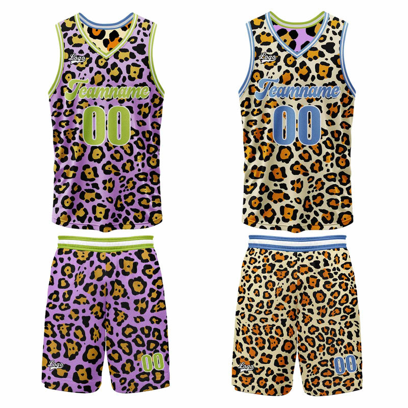 Custom Yellow Purple Reversible Basketball Suit for Adults and Kids Personalized Jersey