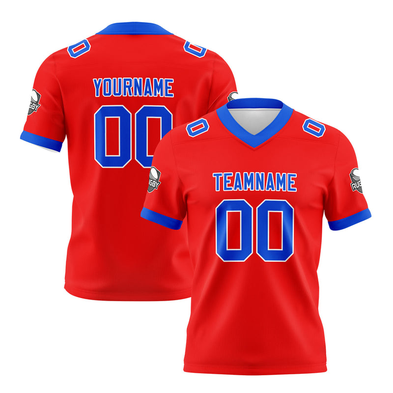 Custom Red Blue Football Jersey Personalized Football Shirts for Men Women  Printed Team Name Number Logo