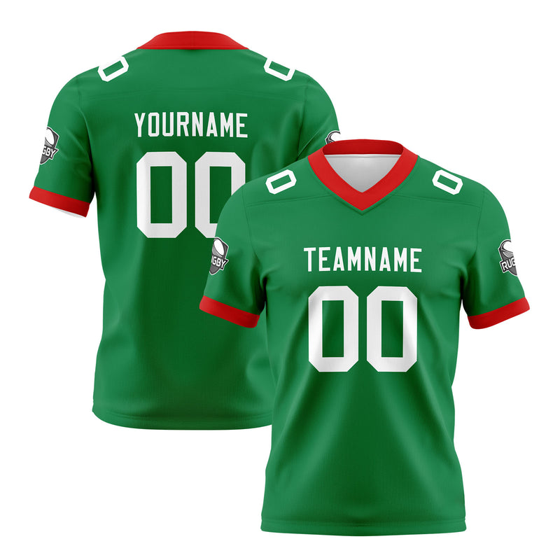 Custom Green White Football Jersey Personalized Football Shirts for Men Women  Printed Team Name Number Logo