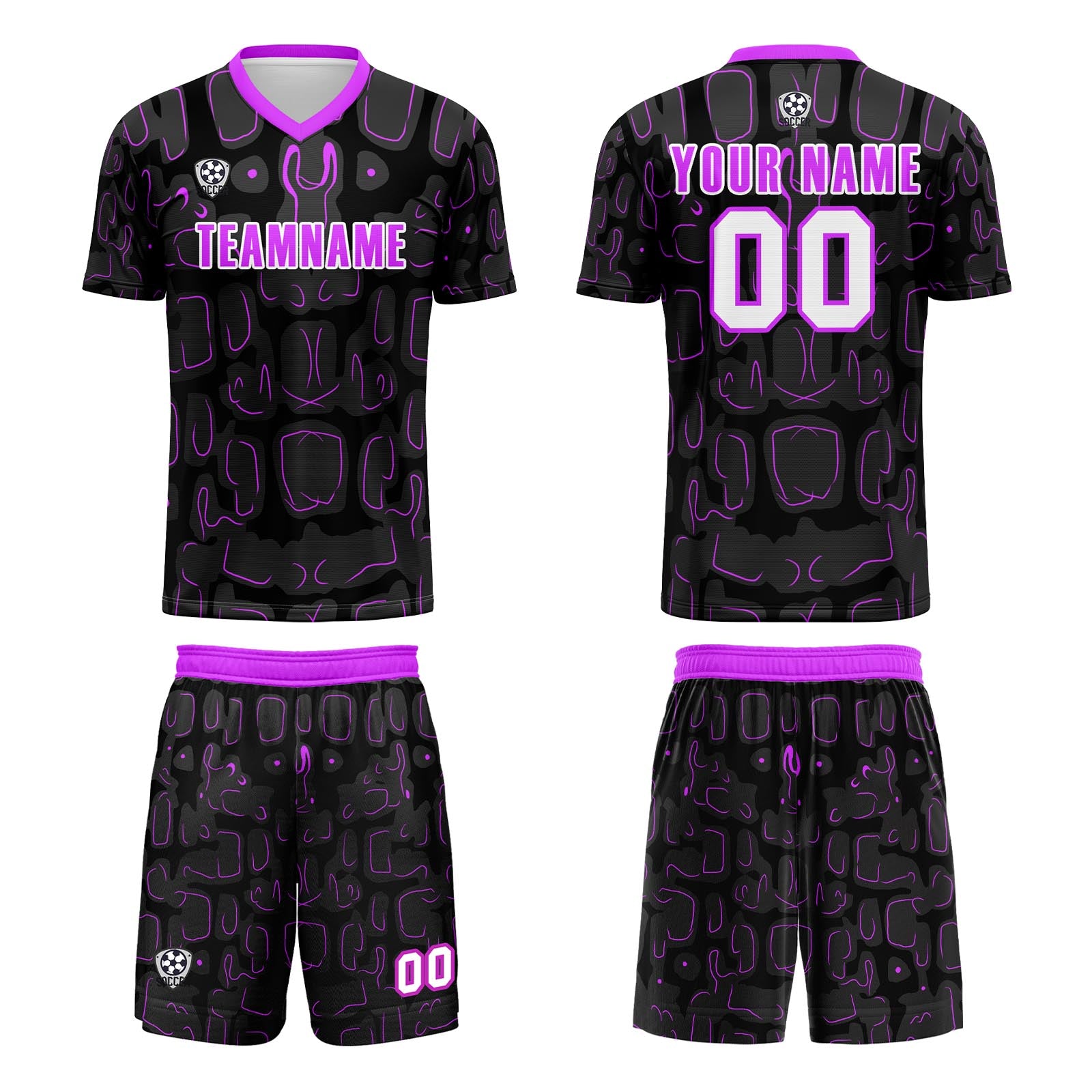 Custom Black Purple Jerseys for Men Women Personalized Soccer Uniforms for Adult and Kid enthsush