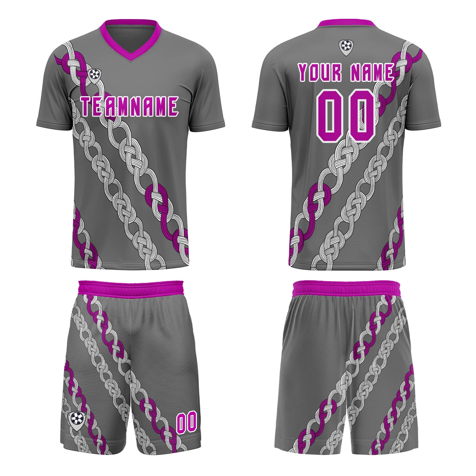 Custom Gray Soccer Jerseys for Men Women Personalized Soccer Uniforms for Adult and Kid enthsush