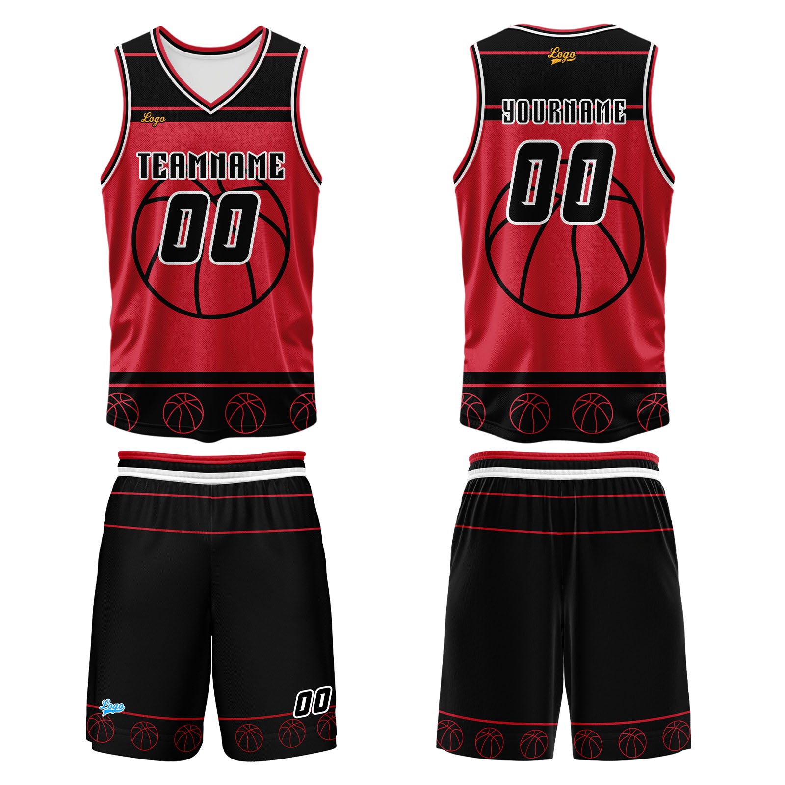 Custom White Red Basketball Jersey Uniform Suit Printed Your Logo Name Number enthsush